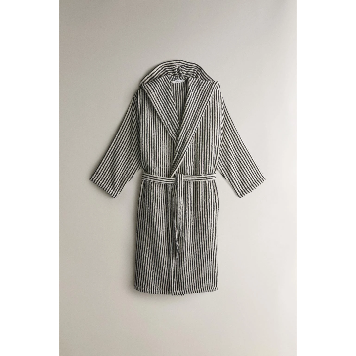 STRIPED BATHROBE WITH HOOD