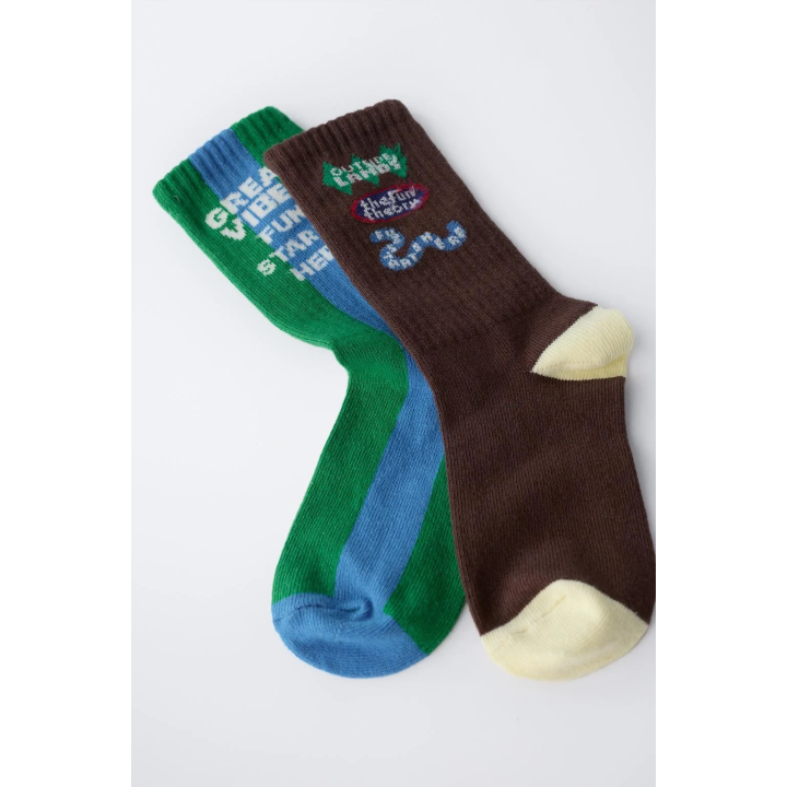 Набор из двух пар длинных носков с текстовым принтом