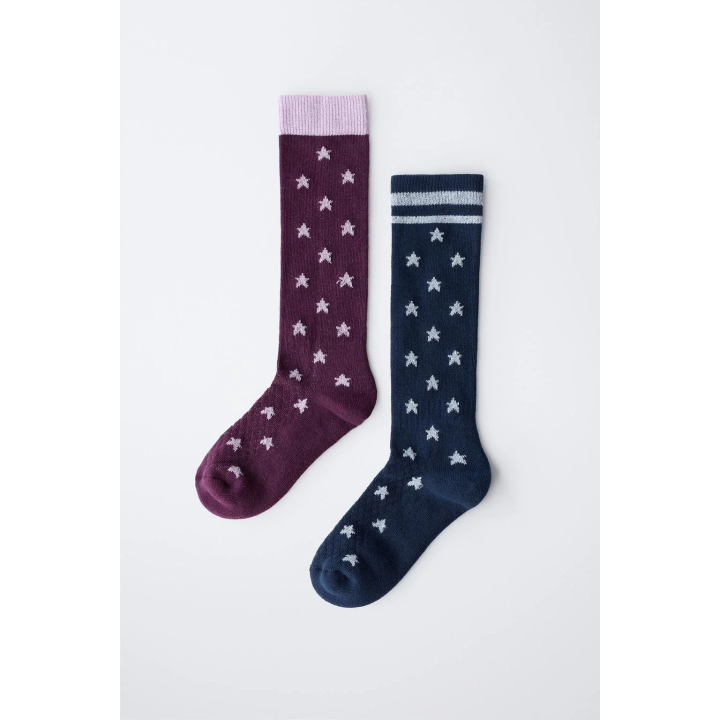 Набор из 2 пар высоких носков с звездным принтом