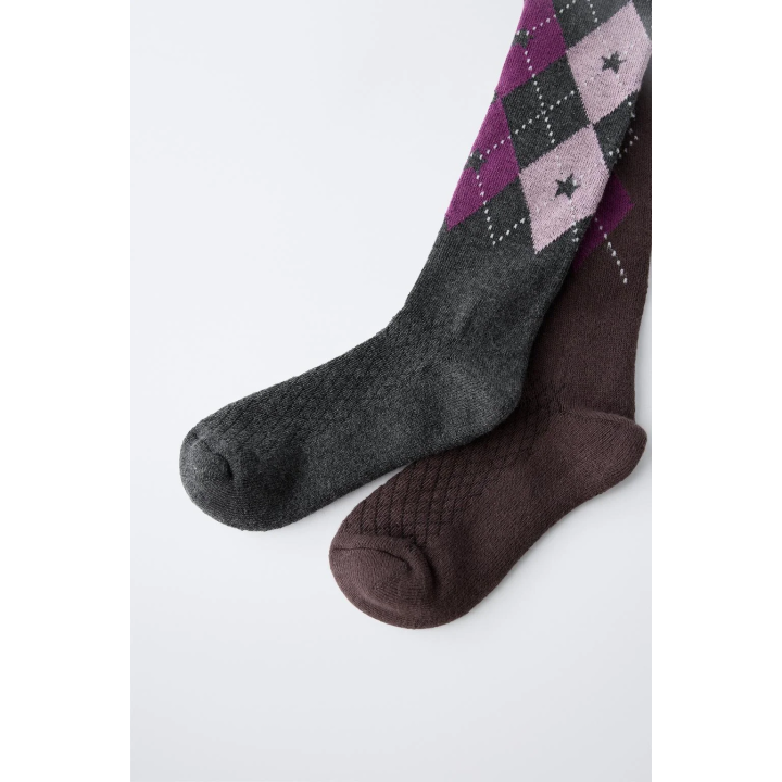 Набор из 2 пар колготок до колена в клетку