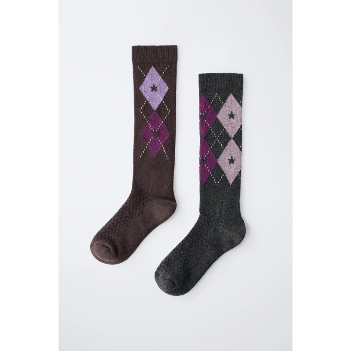 Набор из 2 пар колготок до колена в клетку