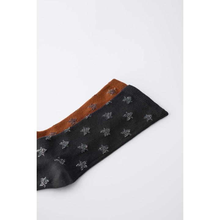 НАБОР ИЗ ДВУХ ПАР ВЫСОКИХ НОСКОВ С БЛЕСТЯЩИМИ ЗВЕЗДАМИ