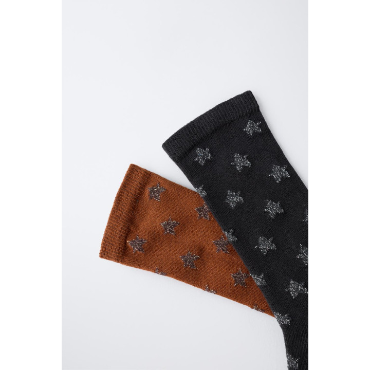 НАБОР ИЗ ДВУХ ПАР ВЫСОКИХ НОСКОВ С БЛЕСТЯЩИМИ ЗВЕЗДАМИ