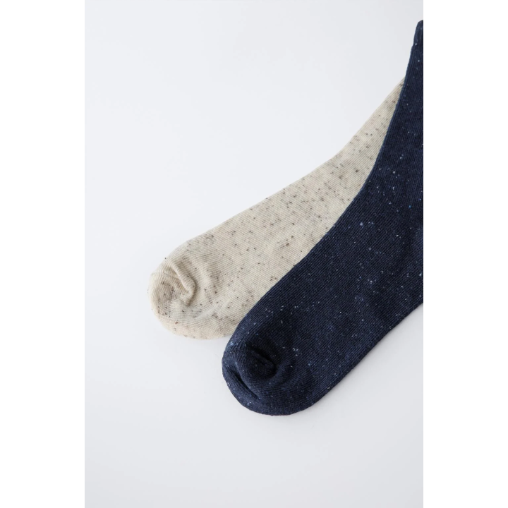 Набор из 2 пар длинных носков с пуговичным принтом