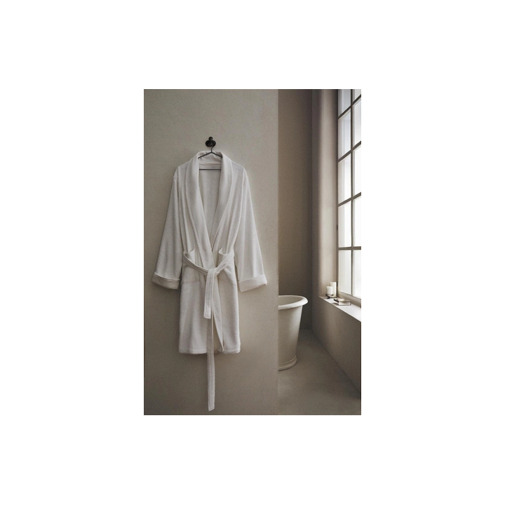 COTTON BATHROBE WITH APPLIQUÉ FABRIC
