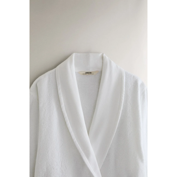 COTTON BATHROBE WITH APPLIQUÉ FABRIC