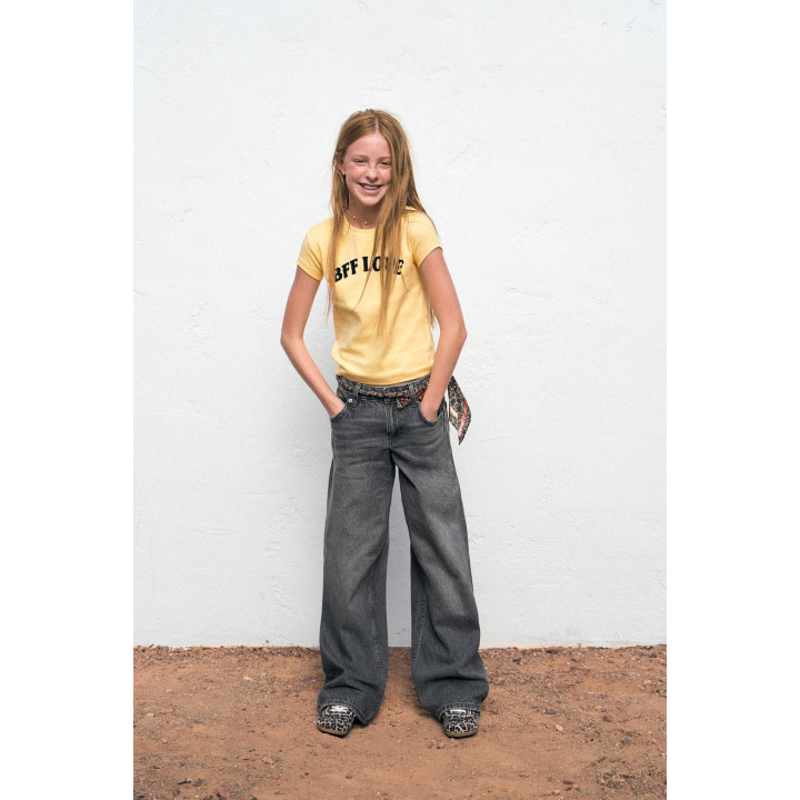 ДЖИНСЫ WIDE LEG СО ЗВЕЗДАМИ И АНИМАЛИСТИЧЕСКИМ ПРИНТОМ