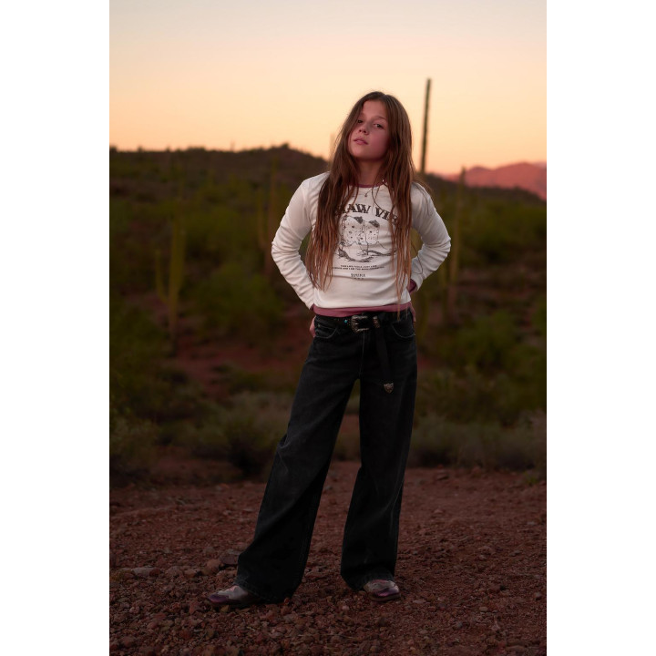 ДЖИНСЫ WIDE LEG С КРЫЛЬЯМИ И БЛЕСТКАМИ