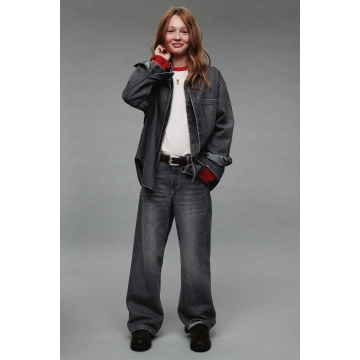 ДЖИНСЫ WIDE LEG СО СТРАЗАМИ