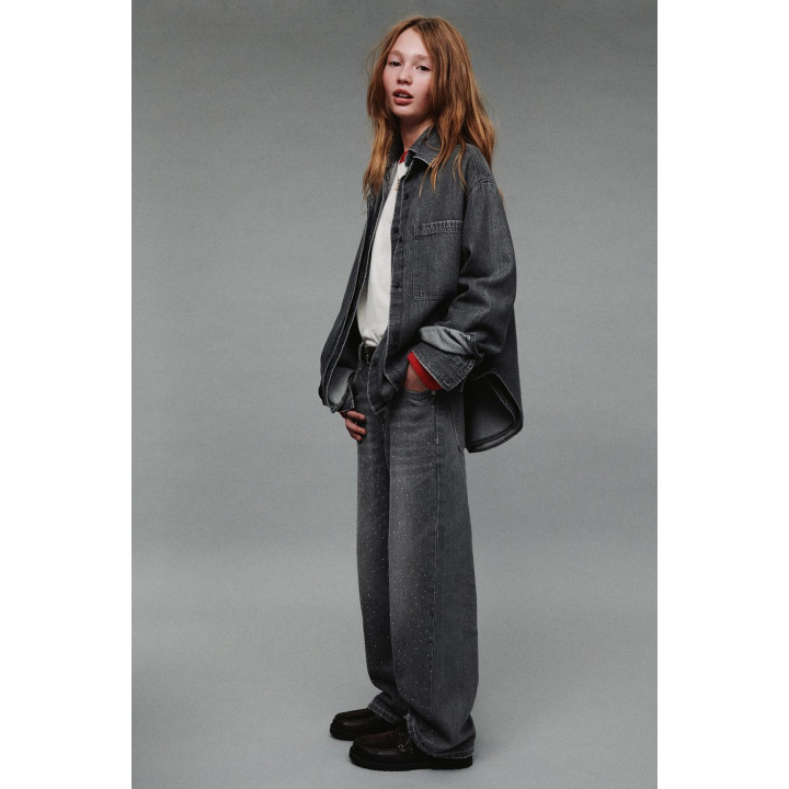 ДЖИНСЫ WIDE LEG СО СТРАЗАМИ