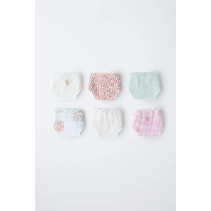 Трусы zara с аппликациями и цветочным узором, упаковка из шести штук, для возраста 6-14 лет