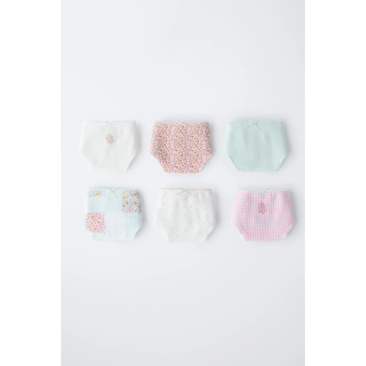 Трусы zara с аппликациями и цветочным узором, упаковка из шести штук, для возраста 6-14 лет