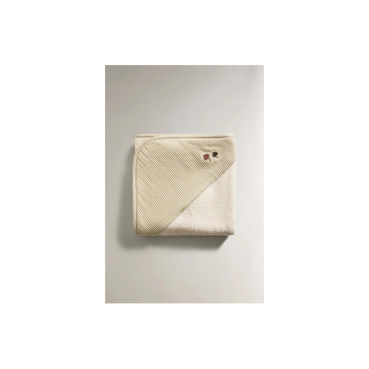 STRIPED MUSLIN HOODED BABY TOWEL