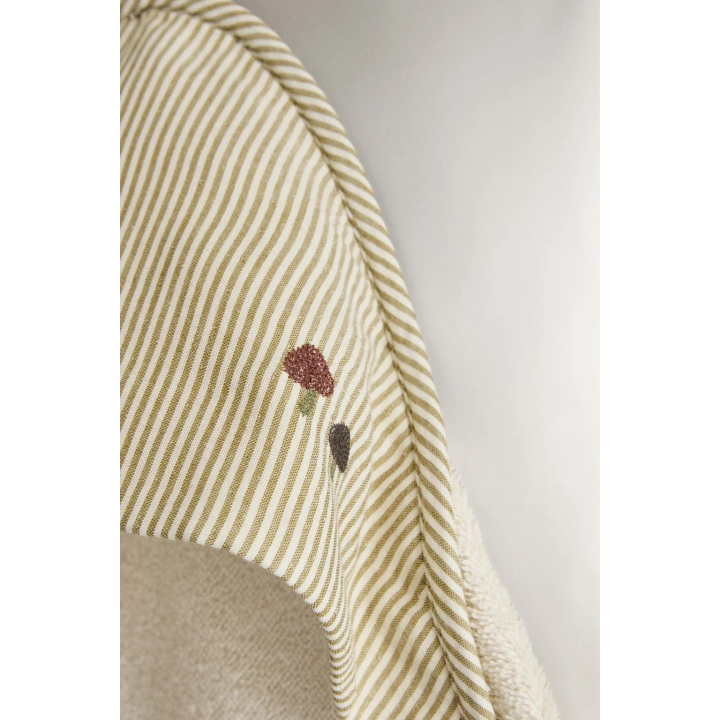 STRIPED MUSLIN HOODED BABY TOWEL
