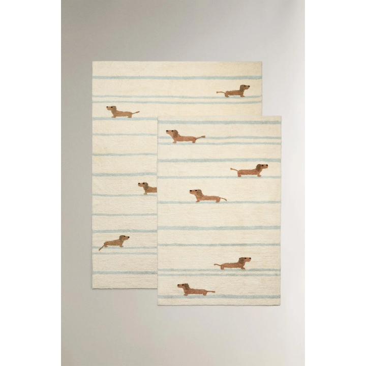 CHILDREN'S DOG DESIGN COTTON RUG