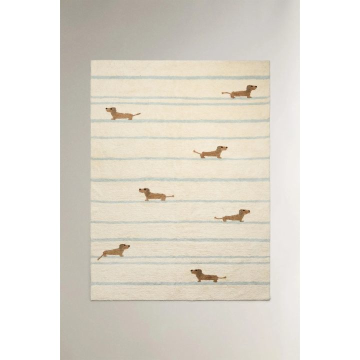 CHILDREN'S DOG DESIGN COTTON RUG