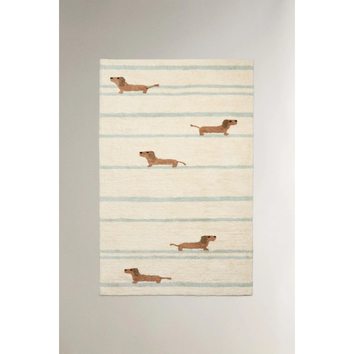 CHILDREN'S DOG DESIGN COTTON RUG
