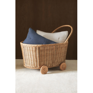 CHILDREN'S RATTAN TROLLEY WITH WHEELS