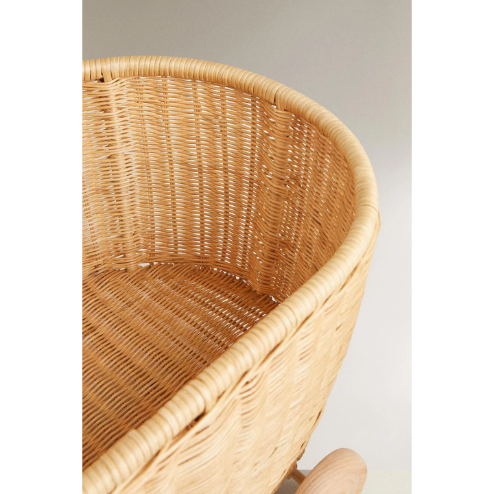 CHILDREN'S RATTAN TROLLEY WITH WHEELS