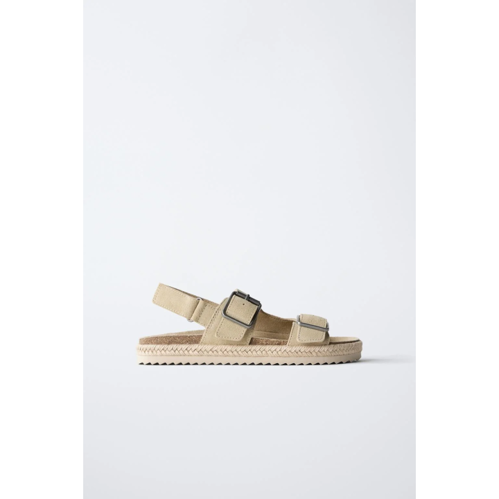 КОЖАНЫЕ САНДАЛИИ С ПРЯЖКАМИ И ДЖУТОВОЙ ПОДОШВОЙ
