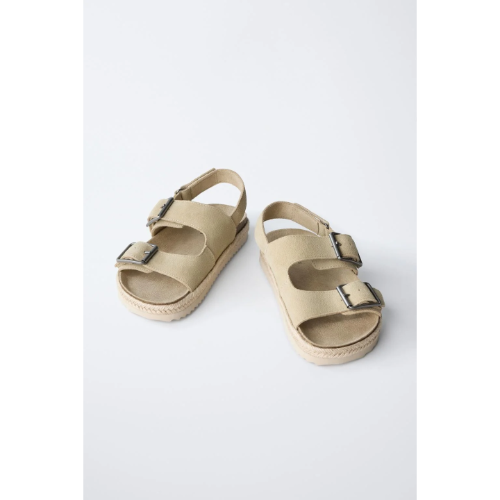 КОЖАНЫЕ САНДАЛИИ С ПРЯЖКАМИ И ДЖУТОВОЙ ПОДОШВОЙ