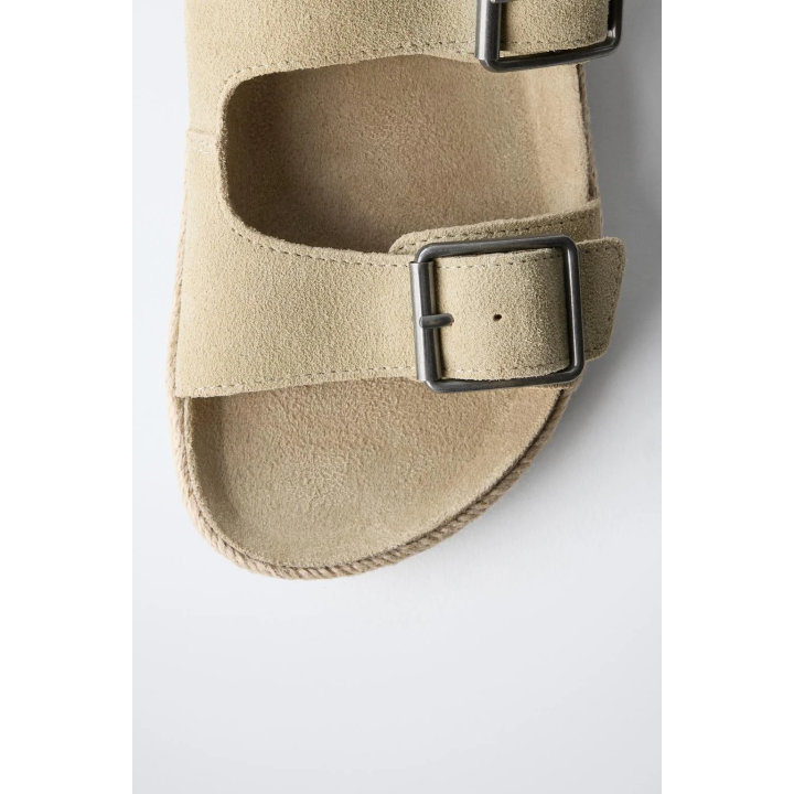 КОЖАНЫЕ САНДАЛИИ С ПРЯЖКАМИ И ДЖУТОВОЙ ПОДОШВОЙ