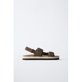 КОЖАНЫЕ САНДАЛИИ С ПРЯЖКАМИ И ДЖУТОВОЙ ПОДОШВОЙ