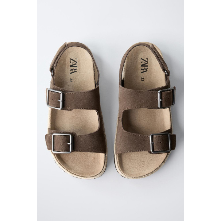 КОЖАНЫЕ САНДАЛИИ С ПРЯЖКАМИ И ДЖУТОВОЙ ПОДОШВОЙ