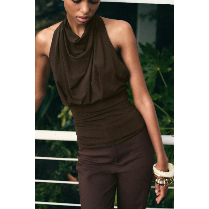 ТОП С ГОРЛОВИНОЙ ХАЛТЕР И ДРАПИРОВКОЙ