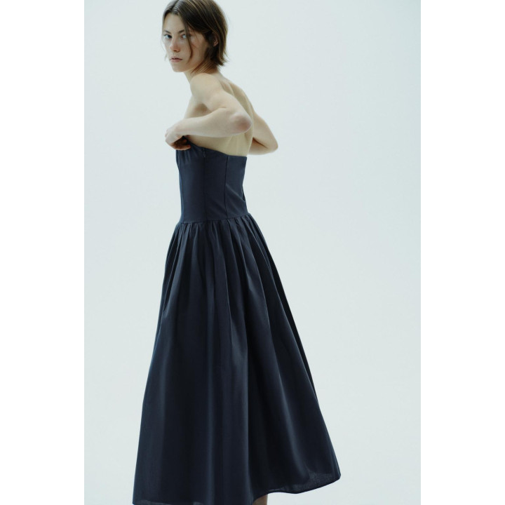 ПЛАТЬЕ ИЗ ПОПЛИНА С ОТКРЫТЫМИ ПЛЕЧАМИ