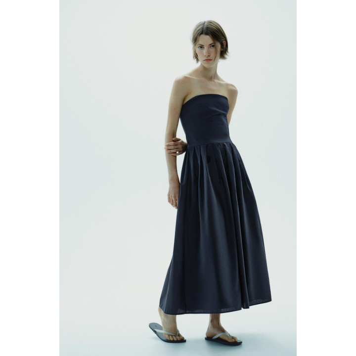 ПЛАТЬЕ ИЗ ПОПЛИНА С ОТКРЫТЫМИ ПЛЕЧАМИ