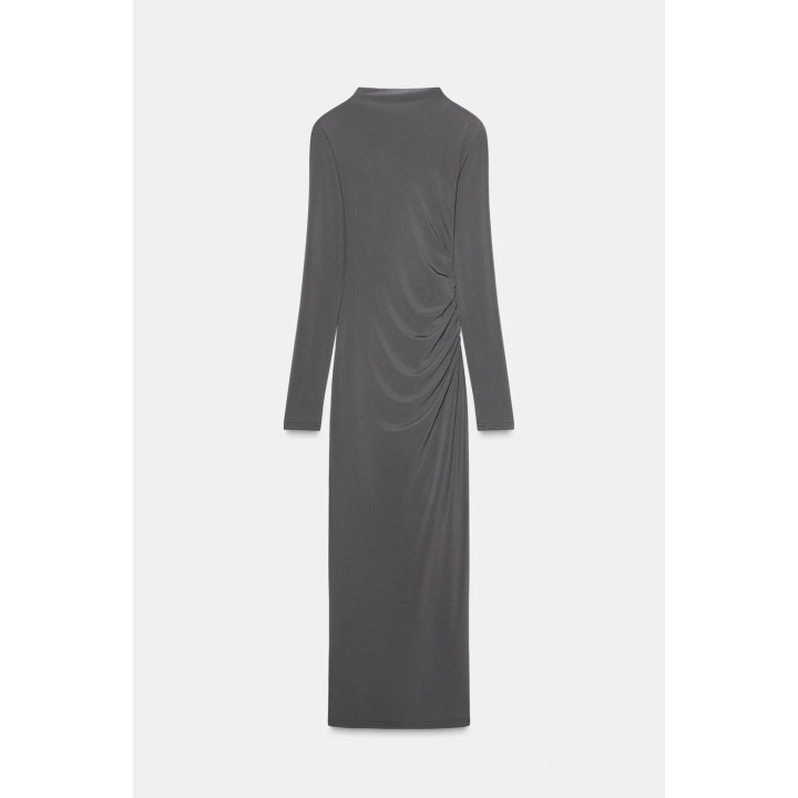 ПЛАТЬЕ МИДИ С ДРАПИРОВКОЙ И ПОДПЛЕЧНИКАМИ