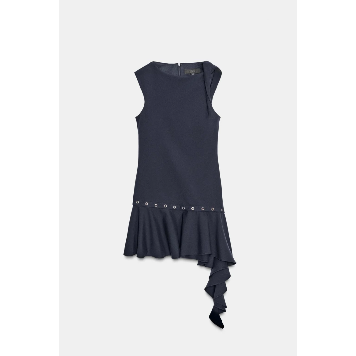 КОРОТКОЕ АСИММЕТРИЧНОЕ ПЛАТЬЕ С ЗАКЛЕПКАМИ