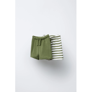 НАБОР ИЗ ДВУХ ОДНОТОННЫХ ШОРТОВ-БЕРМУД В ПОЛОСКУ