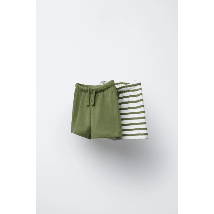 НАБОР ИЗ ДВУХ ОДНОТОННЫХ ШОРТОВ-БЕРМУД В ПОЛОСКУ