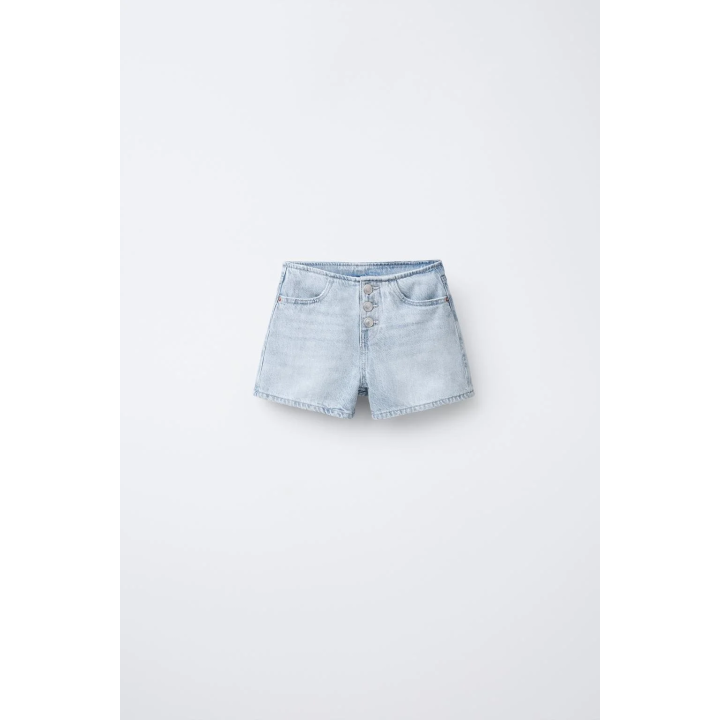 ДЖИНСОВЫЕ БЕРМУДЫ БЕЗ ПОЯСА С ПУГОВИЦАМИ