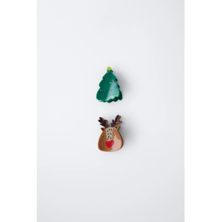 Набор из двух зажимов в виде елочки и оленя