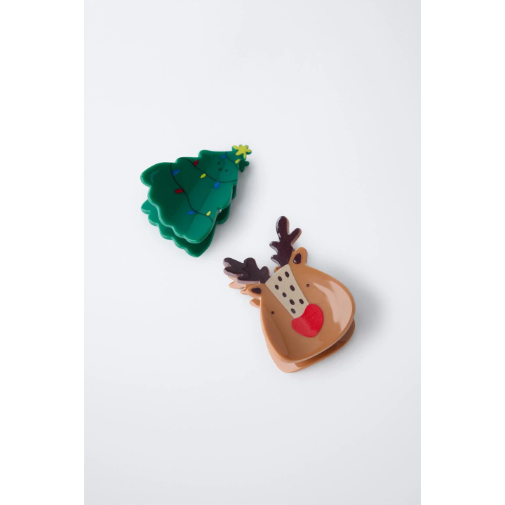 Набор из двух зажимов в виде елочки и оленя