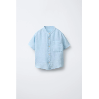 РУБАШКА ИЗО ЛЬНА С ВОРОТНИКОМ-СТОЙКОЙ