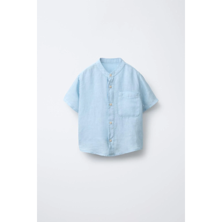 РУБАШКА ИЗО ЛЬНА С ВОРОТНИКОМ-СТОЙКОЙ