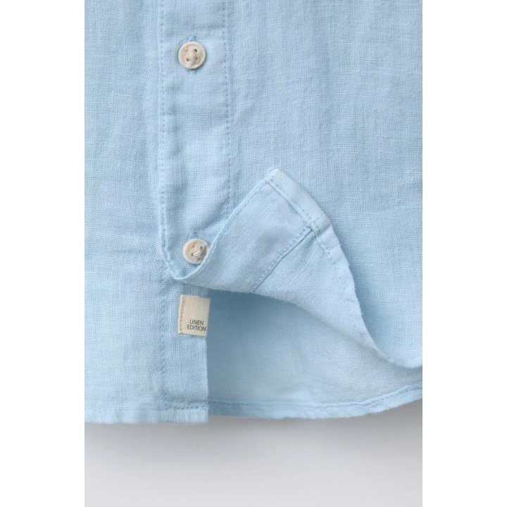 РУБАШКА ИЗО ЛЬНА С ВОРОТНИКОМ-СТОЙКОЙ