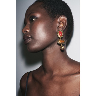 Серьги с текстурным камнем