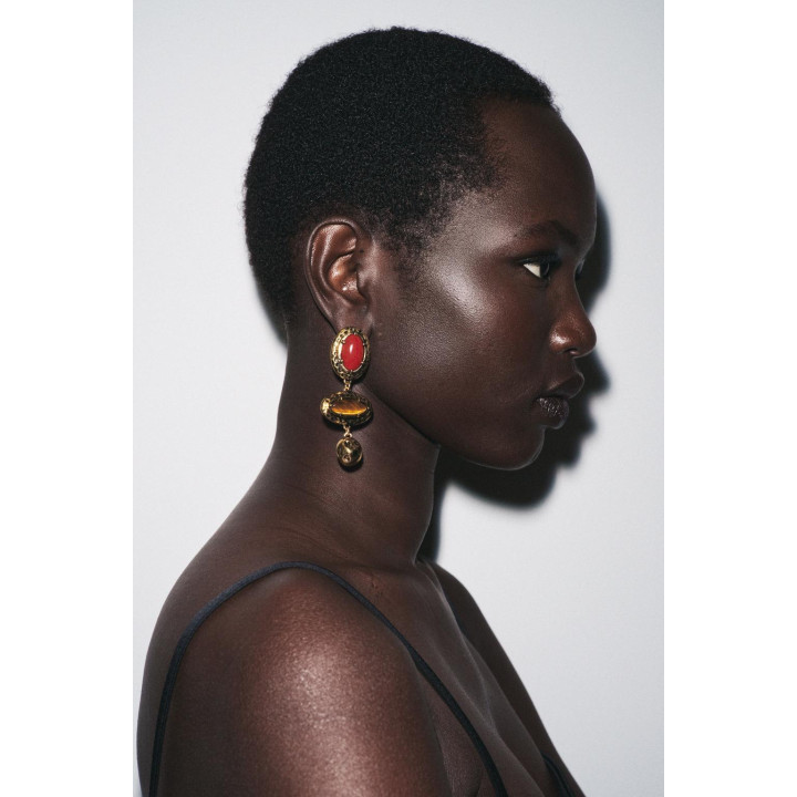 Серьги с текстурным камнем