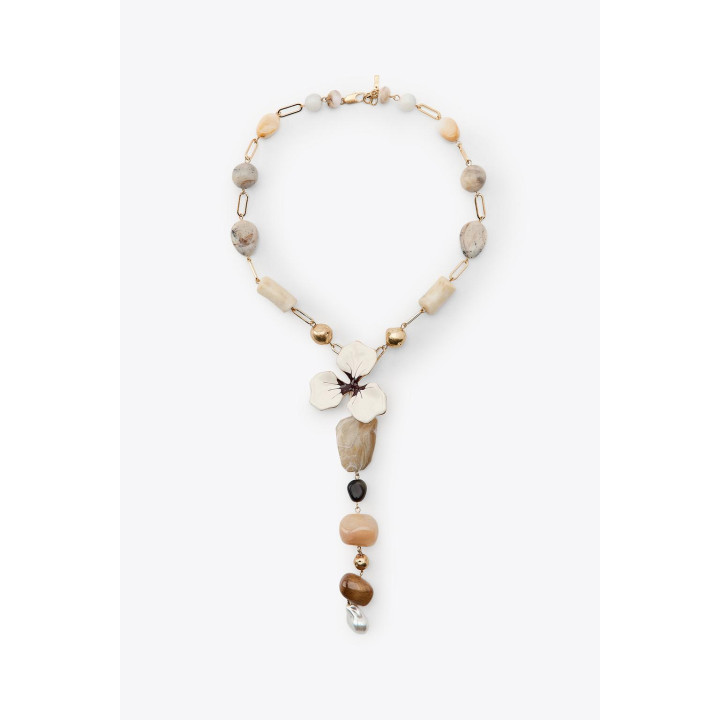 ОЖЕРЕЛЬЕ С КАМНЯМИ И ЦВЕТКОМ