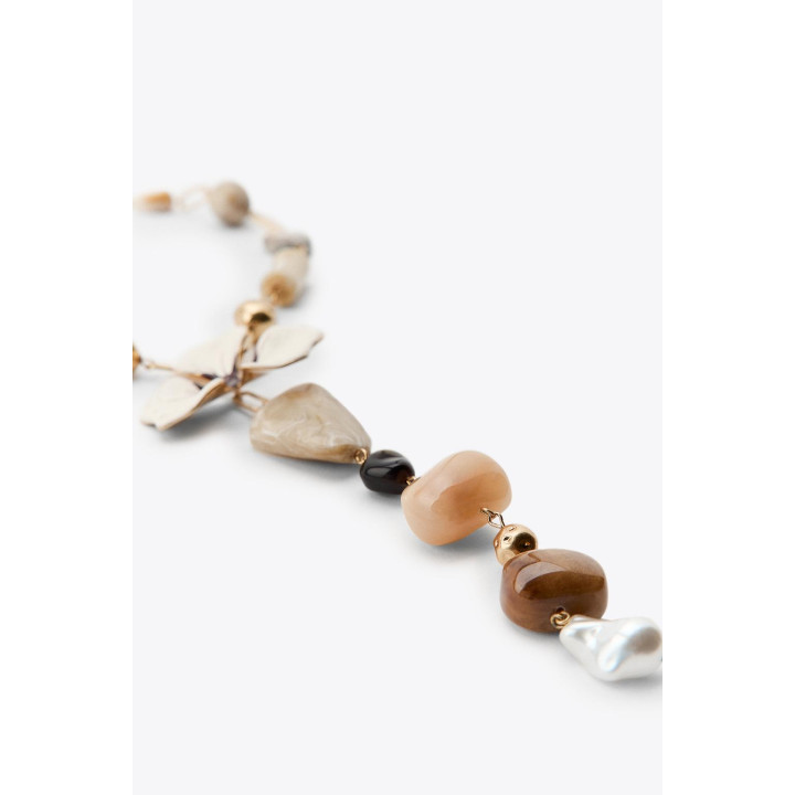 ОЖЕРЕЛЬЕ С КАМНЯМИ И ЦВЕТКОМ