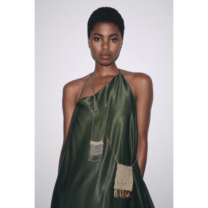 МИНИ-СУМКА ИЗ СЕТКИ С МЕТАЛЛИЧЕСКОЙ БАХРОМОЙ