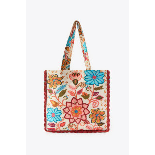 БОЛЬШАЯ СУМКА С ПРИНТОМ, ВЫШИВКОЙ И ЦВЕТАМИ