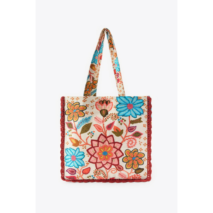 БОЛЬШАЯ СУМКА С ПРИНТОМ, ВЫШИВКОЙ И ЦВЕТАМИ