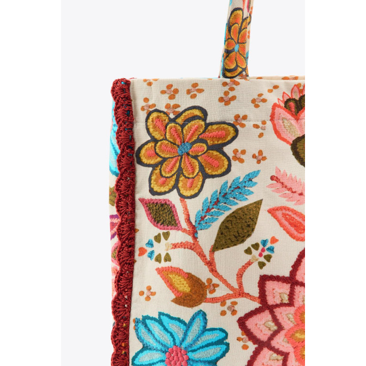 БОЛЬШАЯ СУМКА С ПРИНТОМ, ВЫШИВКОЙ И ЦВЕТАМИ