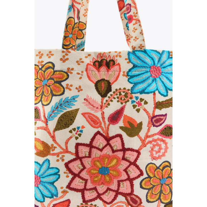 БОЛЬШАЯ СУМКА С ПРИНТОМ, ВЫШИВКОЙ И ЦВЕТАМИ